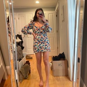 Zara floral long sleeve dress